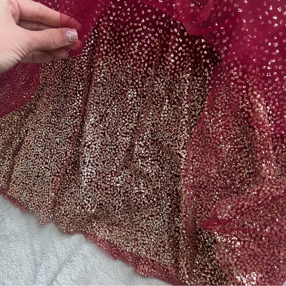NWT Lulus Ballerina Dream Skater Tutu Dress Glitter Burgundy Gold XL - Picture 8 of 17